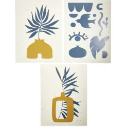 Gifi Affiche papier orange bleu et beige 30x40cm^ Cadeaux