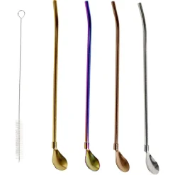 Clearance Gifi Agitateur paille en inox x4 avec goupillon L22cm
