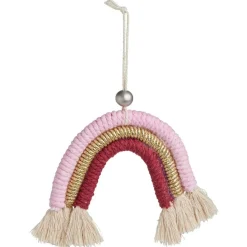 Gifi Arc-en-ciel à suspendre macramé beige rose doré 9,5xH10cm^ Décoration Sapin