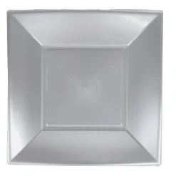 Best Gifi Assiette carrée 18x18 cm design incurvé argenté x6