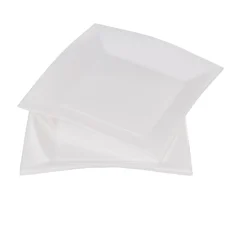 Clearance Gifi Assiette carrée 23x23 cm design incurvé blanc x6