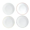 Clearance Gifi Assiette plate blanche à bord coloré dépareillé x4