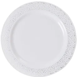 Best Gifi Assiette plate blanche contour avec motifs en relief x6