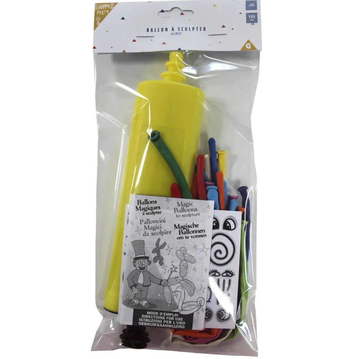 Outlet Gifi Ballon à sculpter multicolore x 15 avec pompe
