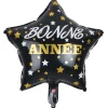 Best Gifi Ballon Bonne année forme étoile en aluminium noir et doré H46cm