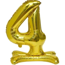 Clearance Gifi Ballon chiffre 4 avec support doré ou argenté 80cm
