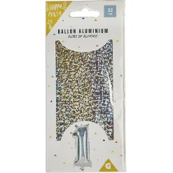 Clearance Gifi Ballon chiffre 1 noir argenté ou doré