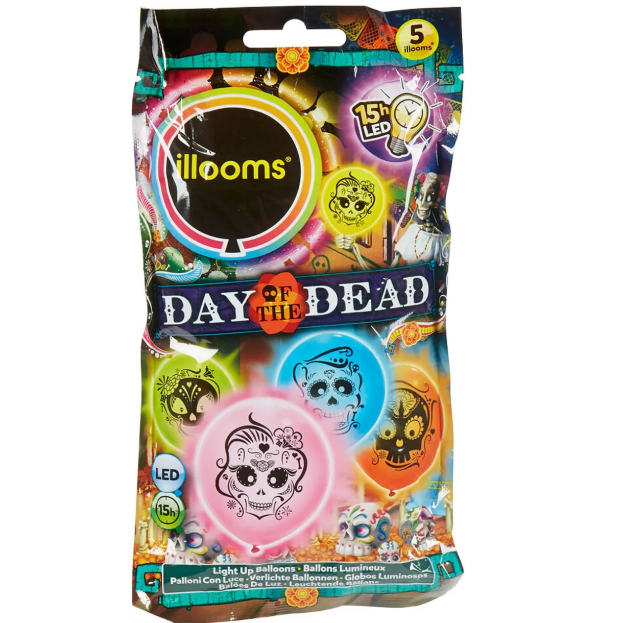 Online Gifi Ballon lumineux led Day of the dead x5
