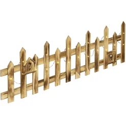 Gifi Barrière en bois lumineuse clôture de Noël 18 LED blanc chaud^ Décoration Intérieure De Noël