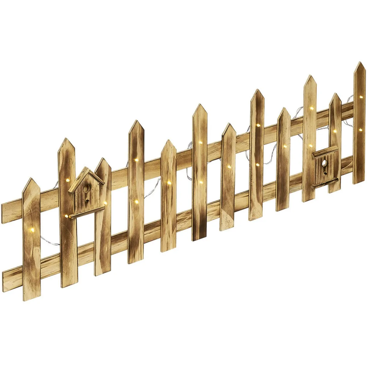 Gifi Barrière en bois lumineuse clôture de Noël 18 LED blanc chaud^ Décoration Intérieure De Noël