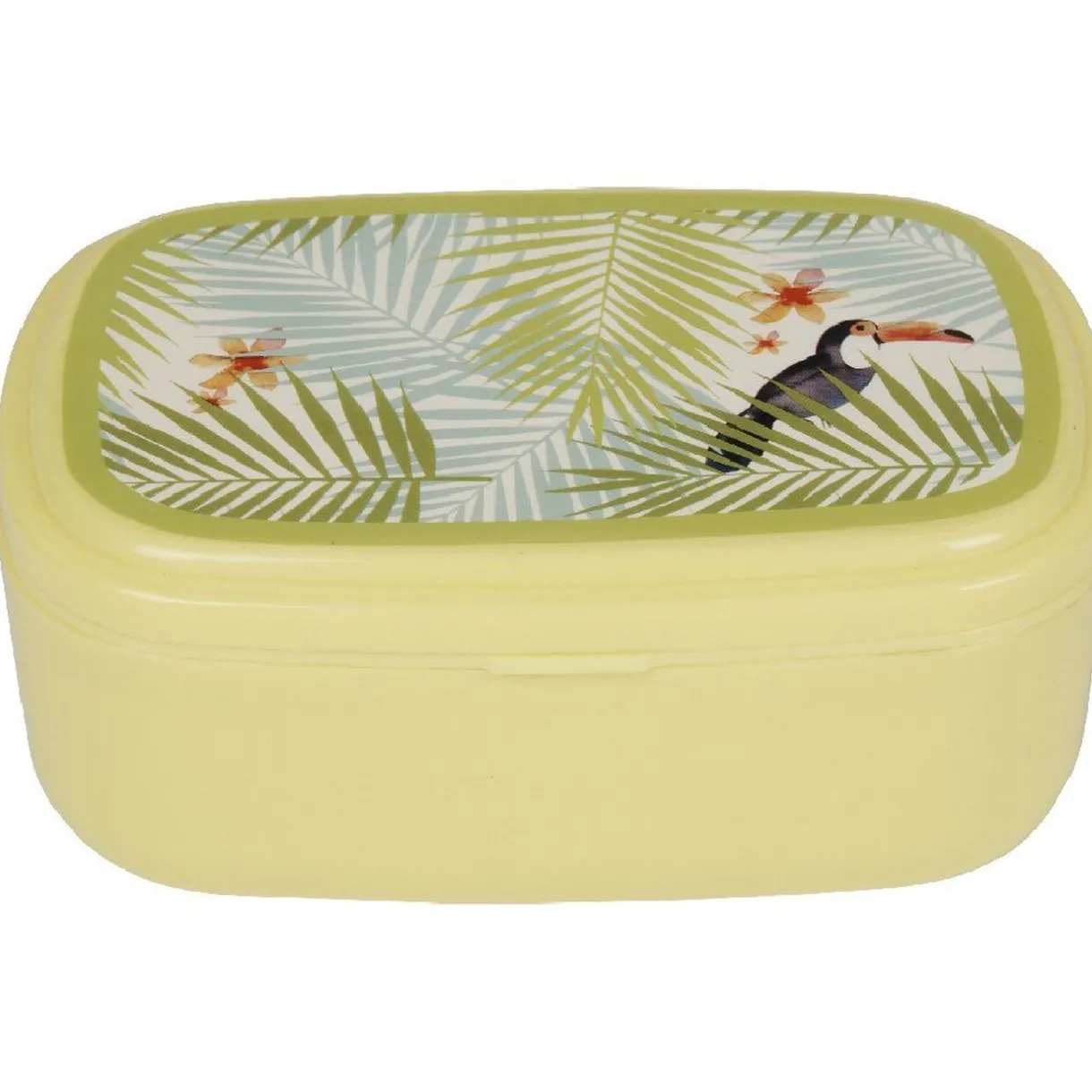 Sale Gifi Bento jaune décor feuilles de palmier et toucan