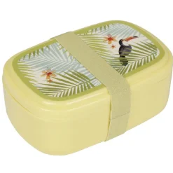 Sale Gifi Bento jaune décor feuilles de palmier et toucan