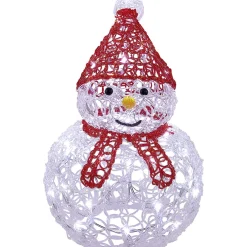 Gifi Bonhomme de neige lumineux 35 LED déco Noël^ Décoration Extérieure De Noël