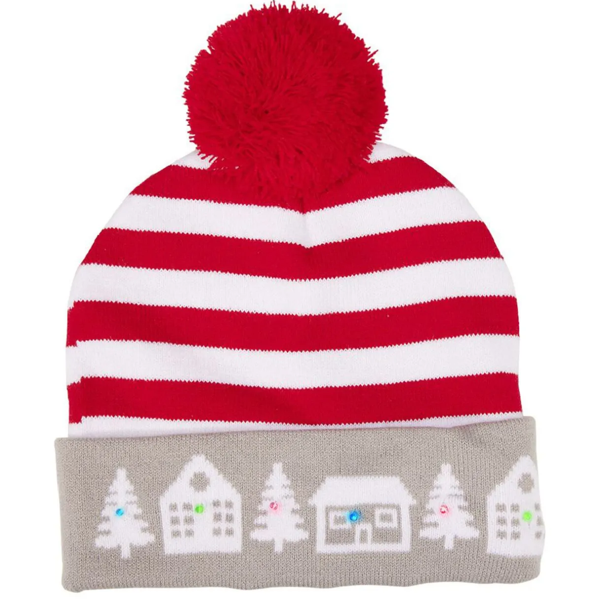 Gifi Bonnet de Noël Adulte en tricot lumineux^ Déguisement Et Tenue De Noël