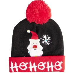 Gifi Bonnet de Noël Adulte en tricot lumineux^ Déguisement Et Tenue De Noël