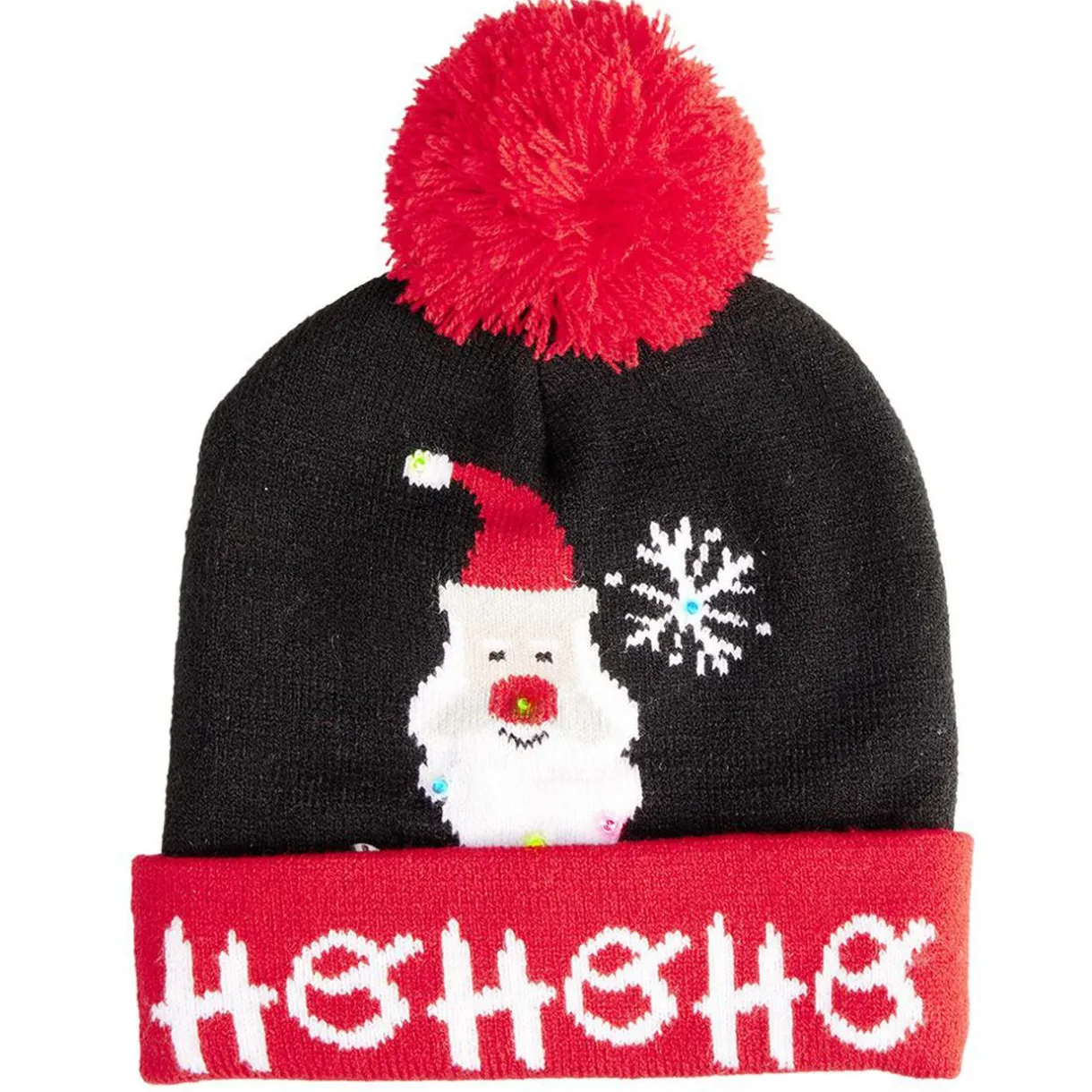 Gifi Bonnet de Noël Adulte en tricot lumineux^ Déguisement Et Tenue De Noël