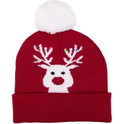 Gifi Bonnet de Noël Enfant en tricot lumineux^ Déguisement Et Tenue De Noël