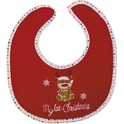 Gifi Bonnet et Bavoir brodés pour bébé de Noël^ Déguisement Et Tenue De Noël