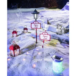 Gifi Borne solaire 1 LED panneau Joyeux Noël^ Décoration Extérieure De Noël