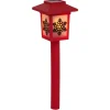 Gifi Borne solaire lanterne rouge vintage 10LED blanc chaud effet flamme H37cm^ Décoration Extérieure De Noël