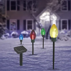 Gifi Borne solaire 1LED blanc chaud H53,5cm x4^ Décoration Extérieure De Noël