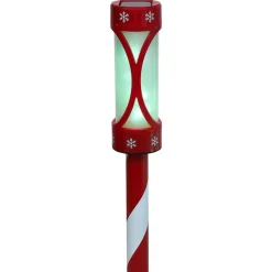 Gifi Borne solaire rouge et blanche 10LED couleurs changeantes H100cm^ Décoration Extérieure De Noël