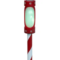 Gifi Borne solaire rouge et blanche 10LED couleurs changeantes H100cm^ Décoration Extérieure De Noël