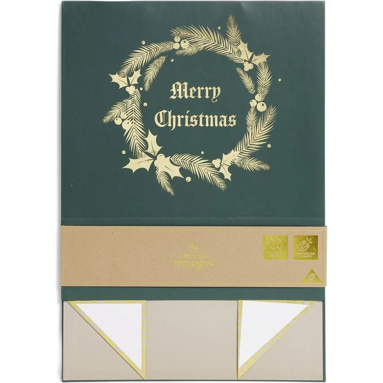 Gifi Boîte cadeau Noël pliable motif couronne dorée^ Loisirs Créatifs Et Emballage Cadeau