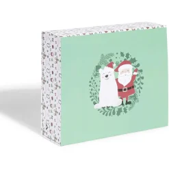 Gifi Boîte cadeau Noël pliable motif Père Noël et ours blanc^ Loisirs Créatifs Et Emballage Cadeau