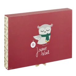 Gifi Boîte cadeau rectangulaire à motif hibou Joyeux Noël^ Loisirs Créatifs Et Emballage Cadeau
