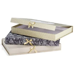 Gifi Boîte cadeau rectangulaire motif feuillage de Noël noir et blanc^ Loisirs Créatifs Et Emballage Cadeau