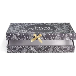 Gifi Boîte cadeau rectangulaire motif feuillage de Noël noir et blanc^ Loisirs Créatifs Et Emballage Cadeau