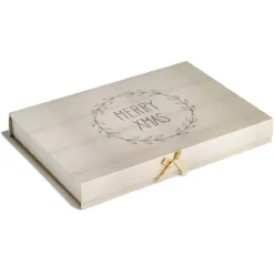 Gifi Boîte cadeau rectangulaire Noël effet bois inscription Merry Xmas^ Loisirs Créatifs Et Emballage Cadeau