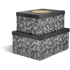 Gifi Boîte de Noël motif feuillage hiver gris et blanc x2^ Loisirs Créatifs Et Emballage Cadeau