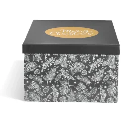 Gifi Boîte de Noël motif feuillage hiver gris et blanc x2^ Loisirs Créatifs Et Emballage Cadeau