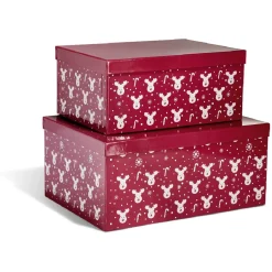 Gifi Boîte de Noël motif renne flocon canne à sucre rouge et blanc x2^ Loisirs Créatifs Et Emballage Cadeau