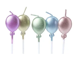 Clearance Gifi Bougie anniversaire ballon multicolore métallique x 5