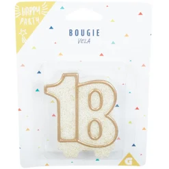 Online Gifi Bougie anniversaire chiffre 18 doré pailleté