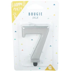 Best Gifi Bougie anniversaire chiffre 7 mat argenté