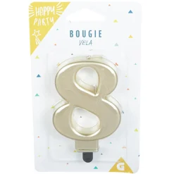 Discount Gifi Bougie anniversaire chiffre 8 mat doré