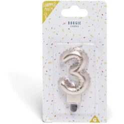 Best Gifi Bougie anniversaire chiffre 3 rose gold