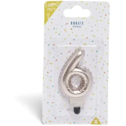Sale Gifi Bougie anniversaire chiffre 6 rose gold