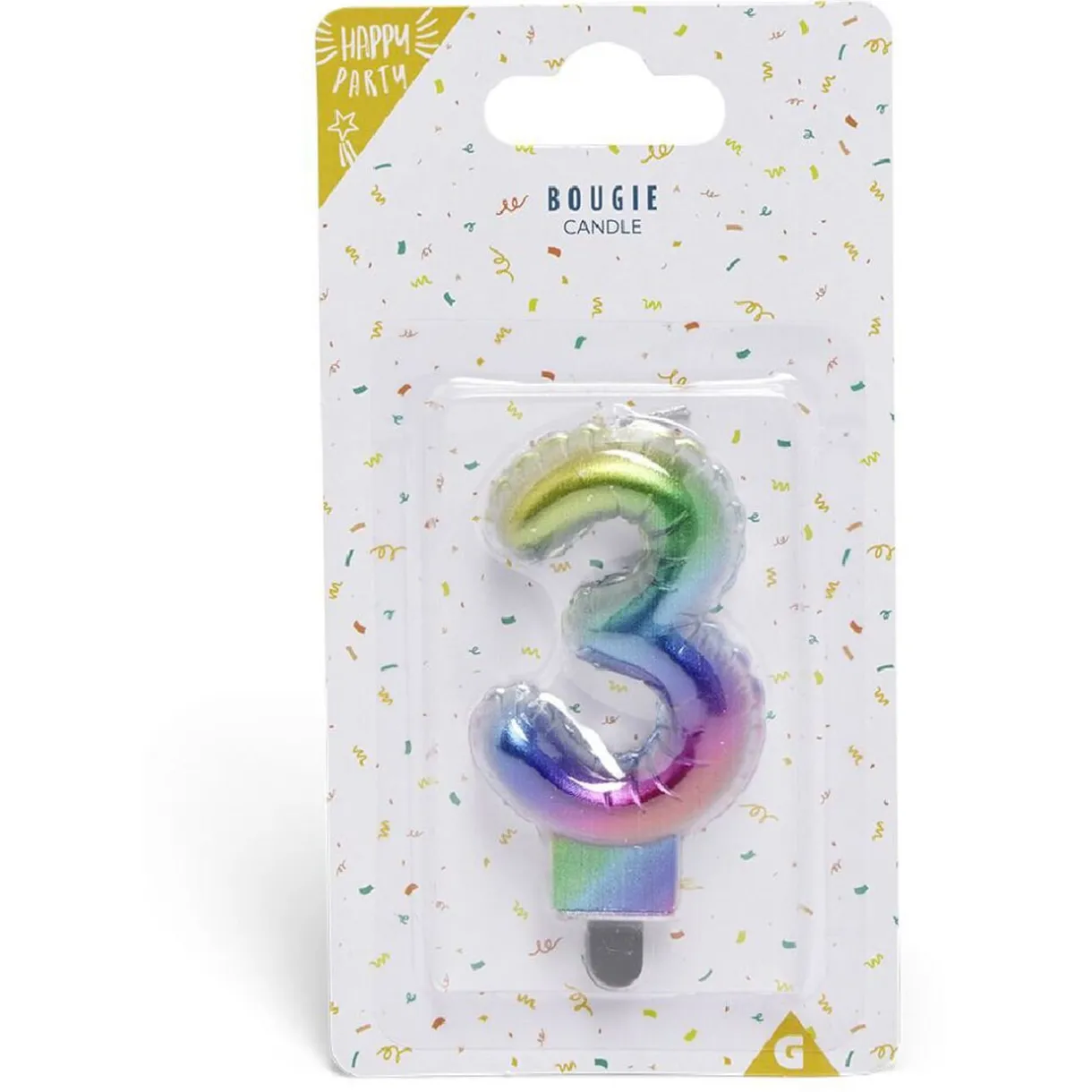 Best Gifi Bougie anniversaire chiffre 3 iridescent