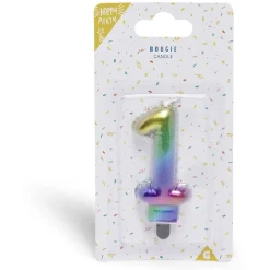Hot Gifi Bougie anniversaire chiffre 1 iridescent