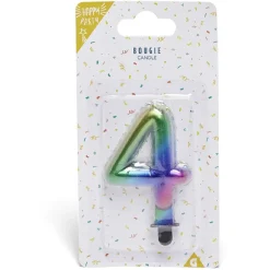 New Gifi Bougie anniversaire chiffre 4 iridescent