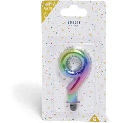 Clearance Gifi Bougie anniversaire chiffre 9 iridescent