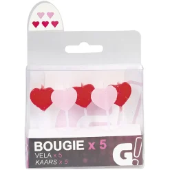 Best Gifi Bougie anniversaire coeur rose et rouge x5