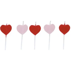 Best Gifi Bougie anniversaire coeur rose et rouge x5