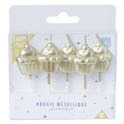 Sale Gifi Bougie anniversaire cupcake doré x 5