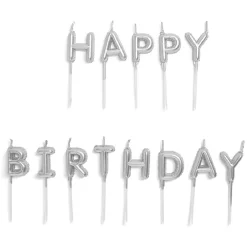 Sale Gifi Bougie anniversaire lettres Happy Birthday argenté